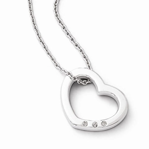 Sterling Silver Diamond Heart Necklace