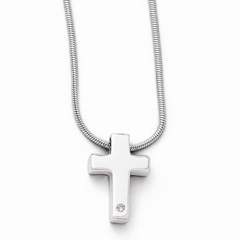 Sterling Silver Diamond Cro Necklace