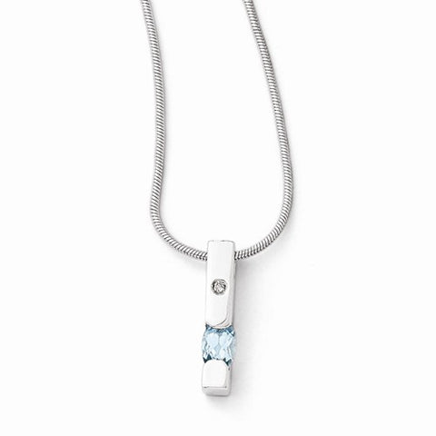 Sterling Silver Diamond and Blue Topaz Necklace