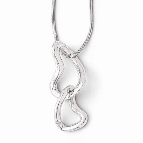 Sterling Silver Diamond Heart Necklace