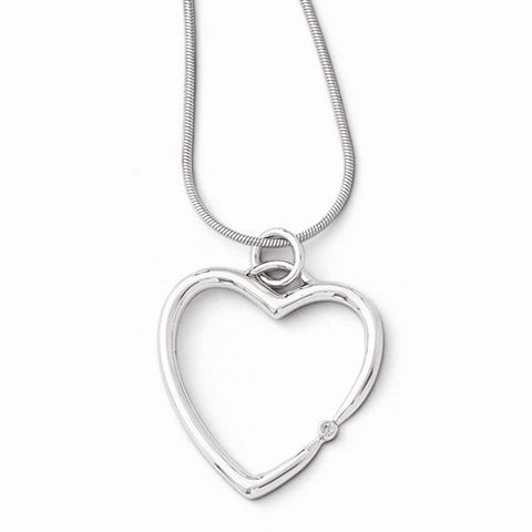 Sterling Silver Diamond Heart Necklace