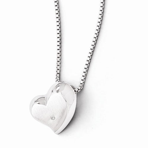 Sterling Silver Diamond Heart Necklace