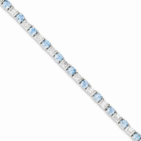 Sterling Silver Bluetopaz & Cz Bracelet