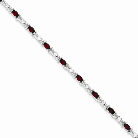 Sterling Silver Garnet & Cz Bracelet