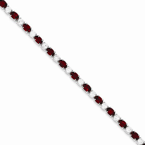 Sterling Silver Garnet & Cz Bracelet