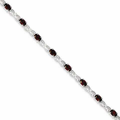 Sterling Silver Red & Clear Cz Bracelet