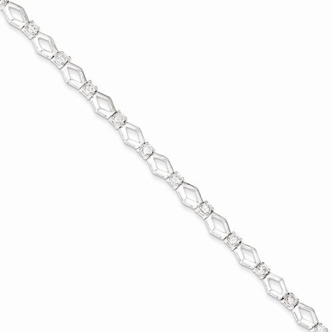 Sterling Silver Polished Fancy Cz Bracelet