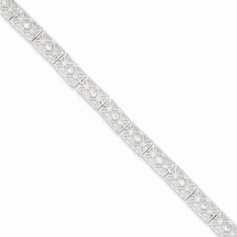 Sterling Silver Solid Polished Fancy Cz Bracelet