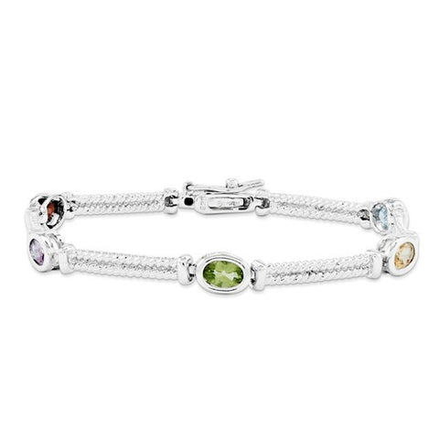 Sterling Silver Multi-Color Semi-Precious Bracelet