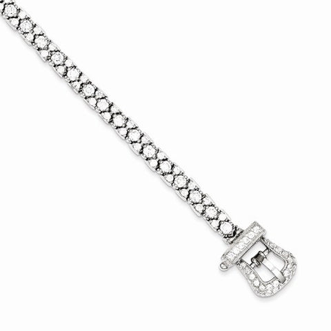 Sterling Silver Cz Belt Shaped Bracelet