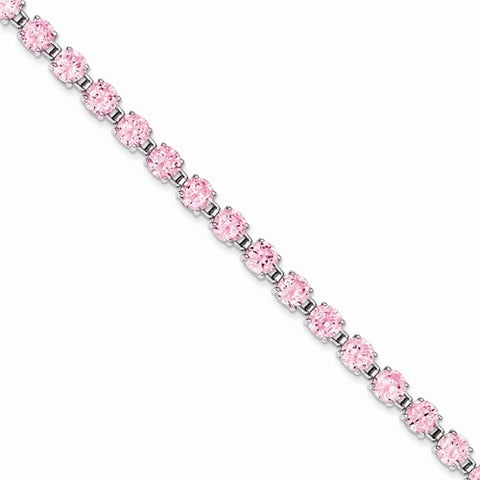 Sterling Silver Pink Cz Bracelet