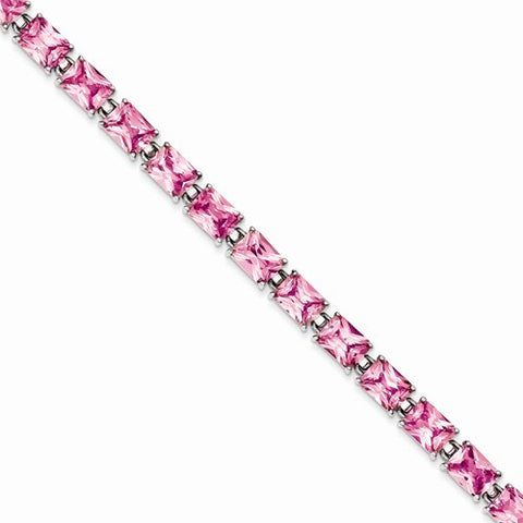 Sterling Silver Pink Cz Bracelet