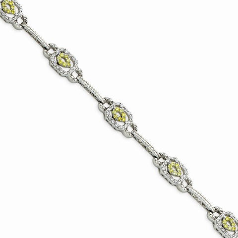 Sterling Silver Yellow and Clear Cz Bracelet