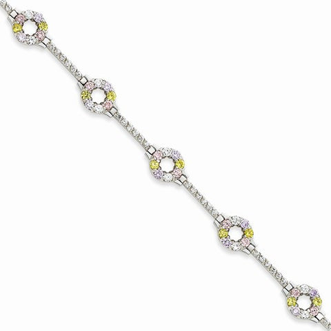 Sterling Silver Multicolor Cz Bracelet