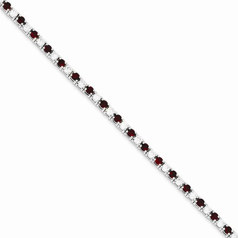 Sterling Silver Red and White Cz Bracelet