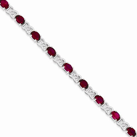 Sterling Silver Ruby Color Cz Bracelet