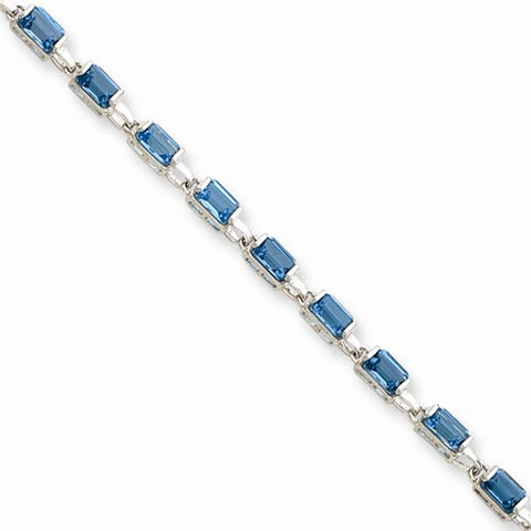 Sterling Silver Rectangular Blue Topaz Bracelet