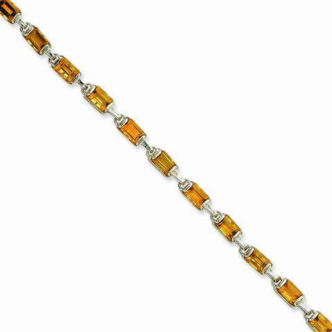 Sterling Silver Rectangular Citrine Bracelet