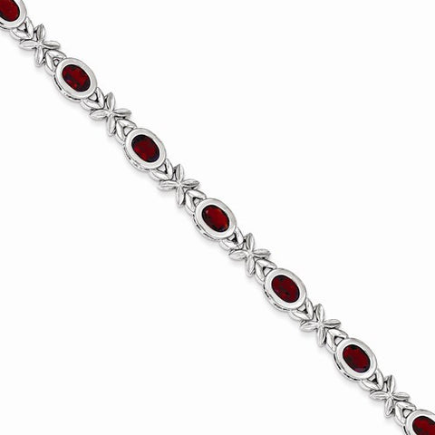 Sterling Silver Garnet Bracelet