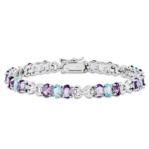 Sterling Silver Amethyst and Blue Topaz Bracelet