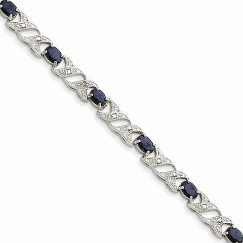 Sterling Silver Sapphire and Diamond Bracelet