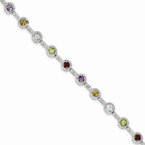 Sterling Silver Semi-Precious & Diamond Bracelet