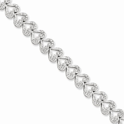 Sterling Silver Cz Heart Bracelet