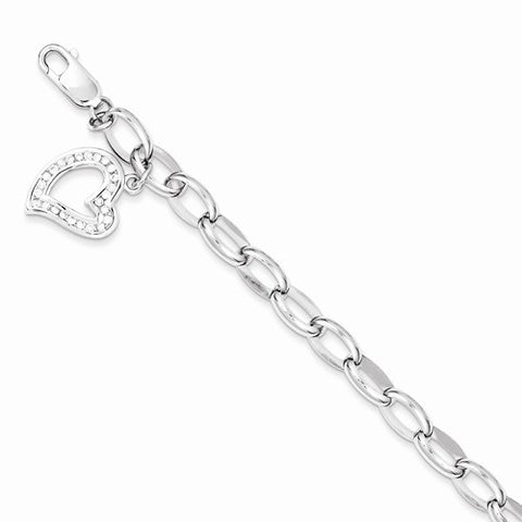 Sterling Silver Cz Heart Bracelet