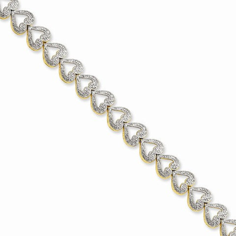 Sterling Silver Vermeil Diamond Accent Heart Bracelet