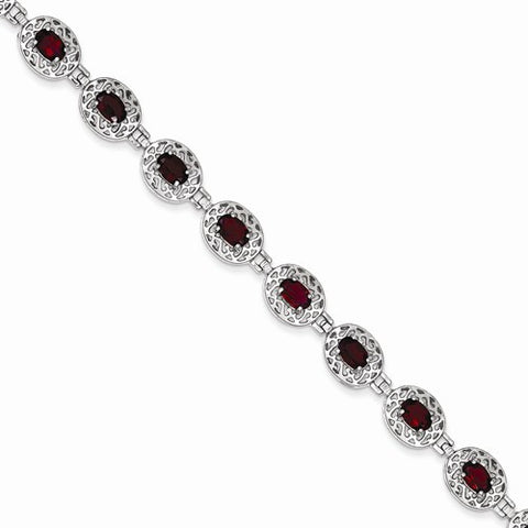 Sterling Silver Garnet Filigree Bracelet