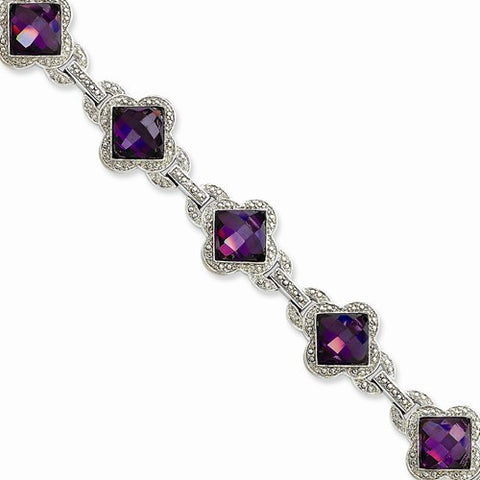 Sterling Silver Purple Cz Bracelet