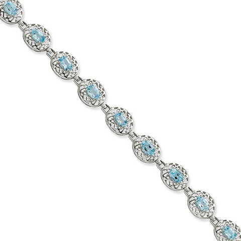 Sterling Silver Blue Topaz Filigree Bracelet