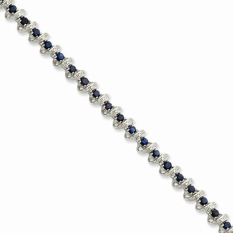 Sterling Silver Diamond & Sapphire Bracelet