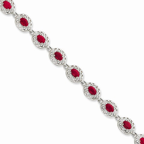 Sterling Silver Ruby Bracelet