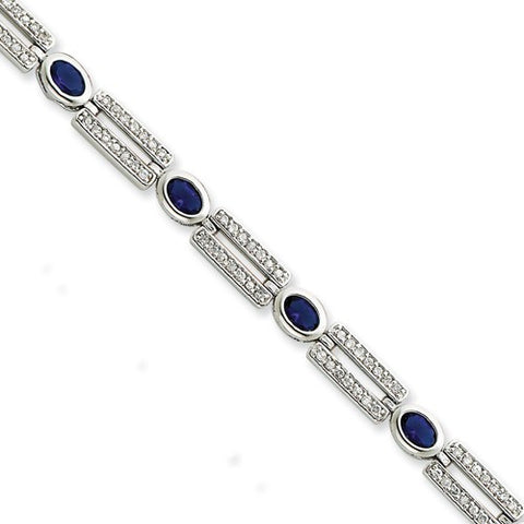 Sterling Silver Dark Blue Cz Bracelet