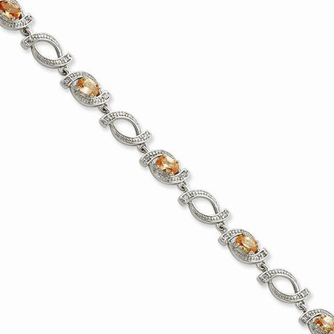 Sterling Silver Champagne Cz Bracelet