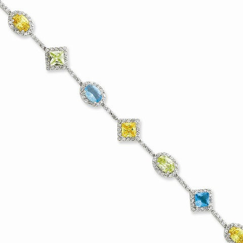 Sterling Silver Multicolored Cz Bracelet