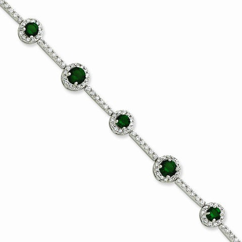 Sterling Silver Green Cz Bracelet