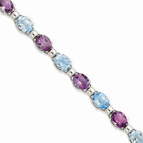 Sterling Silver Amethyst & Blue Topaz Bracelet