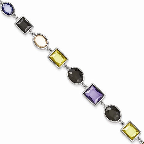 Sterling Silver Multicolored Cz Bracelet