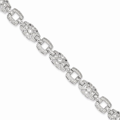 Sterling Silver Vintage Style Cz Bracelet