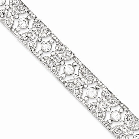 Sterling Silver Vintage Style Cz Bracelet