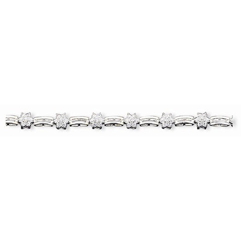 Sterling Silver Cz Floral Bracelet