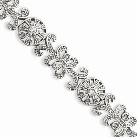 Sterling Silver Fancy White Cz Bracelet