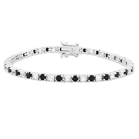 Sterling Silver Sapphire & White Topaz Tennis Bracelet