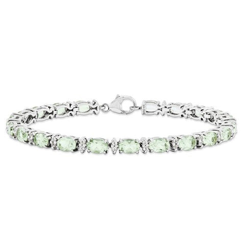 Sterling Silver Green Am & White Topaz Bracelet