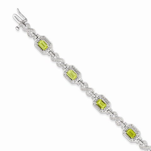 Sterling Silver Diamond & Peridot Bracelet