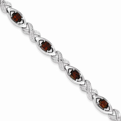 Sterling Silver Diamond & Garnet Bracelet