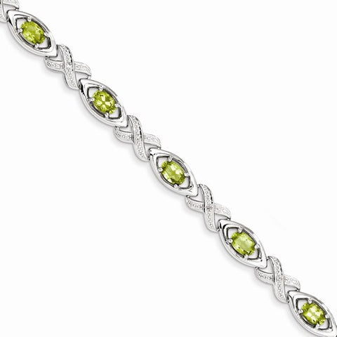 Sterling Silver Diamond & Peridot Bracelet