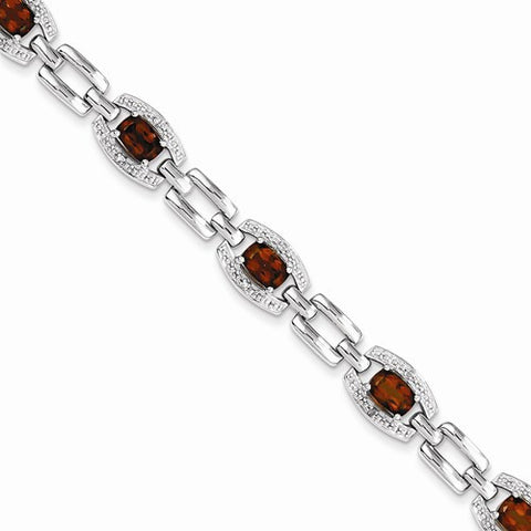 Sterling Silver Diamond & Garnet Bracelet